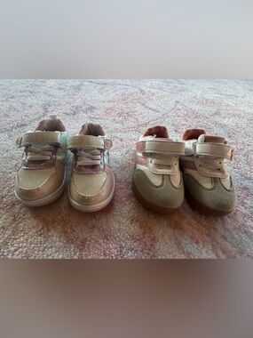 First Steps Toddler Pink Glitter Velcro Sneakers (Size 4)